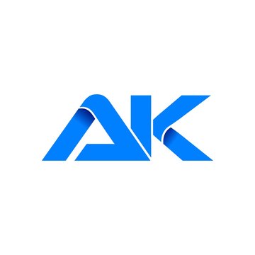 ak logo initial logo vector modern blue fold style