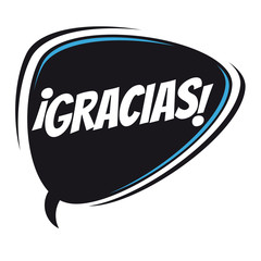 spanish retro speech bubble that means thank you