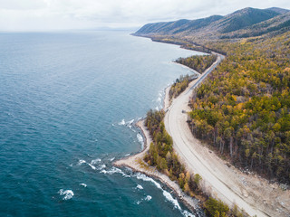 Fototapeta premium aerial view road shore