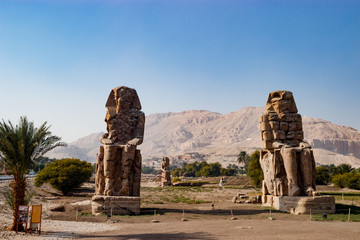 The ruins of statues in Luxor, Egypt