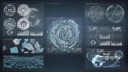 3D rendering digital charts and graph hologram screen