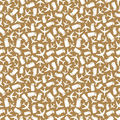 Seamless background with airplane and truck. Vector illustration.