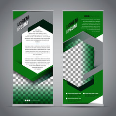 Green roll up banner stand design template