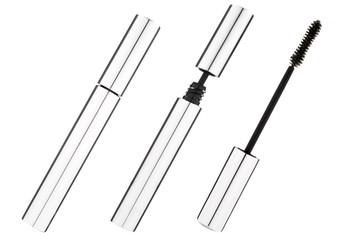 Mascara silver tube isolated on white