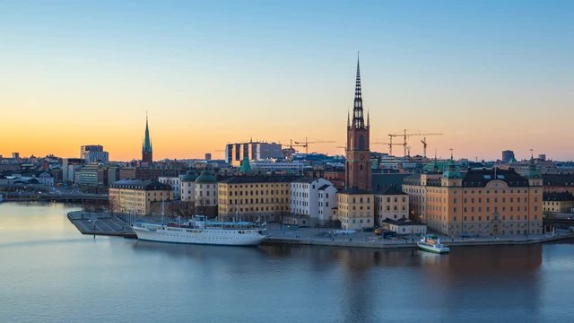 Stockholm city skyline day to night Timelapse in Sweden