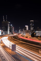 Fototapeta na wymiar Night Cityscape (Tel Aviv, Ayalon highway)