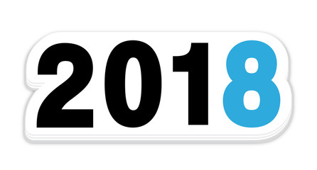 2018 Blue New Year sticker. Vector icon.