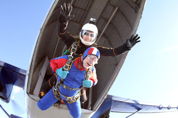 Skydiving. Tandem jump.