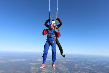 Skydiving. Tandem jump.