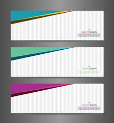 Fototapeta premium Set three colorful abstract modern banner texture. Vector banner background for web banner design
