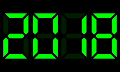 Green electronic digits 2018. Digital numbers. Vector illustration