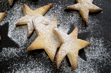 Homemade cookies in the shape of stars.