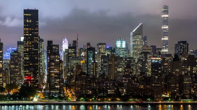 Midtown Manhattan Skyline at Night Timelapse