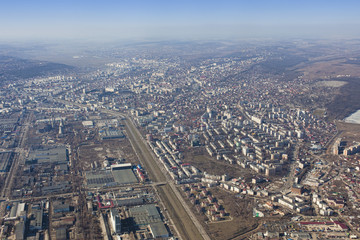Fototapeta premium Iasi city seen from airplane. Romania