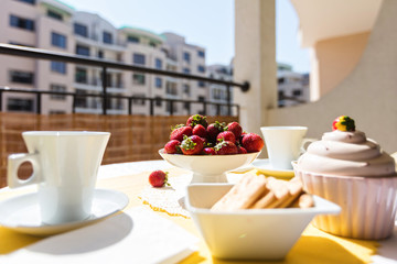 Biscuits and strawberries