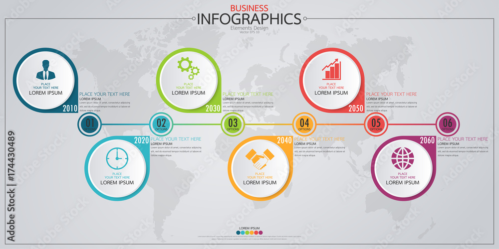 Poster infographic business horizontal timeline process chart template. vector modern banner used for prese