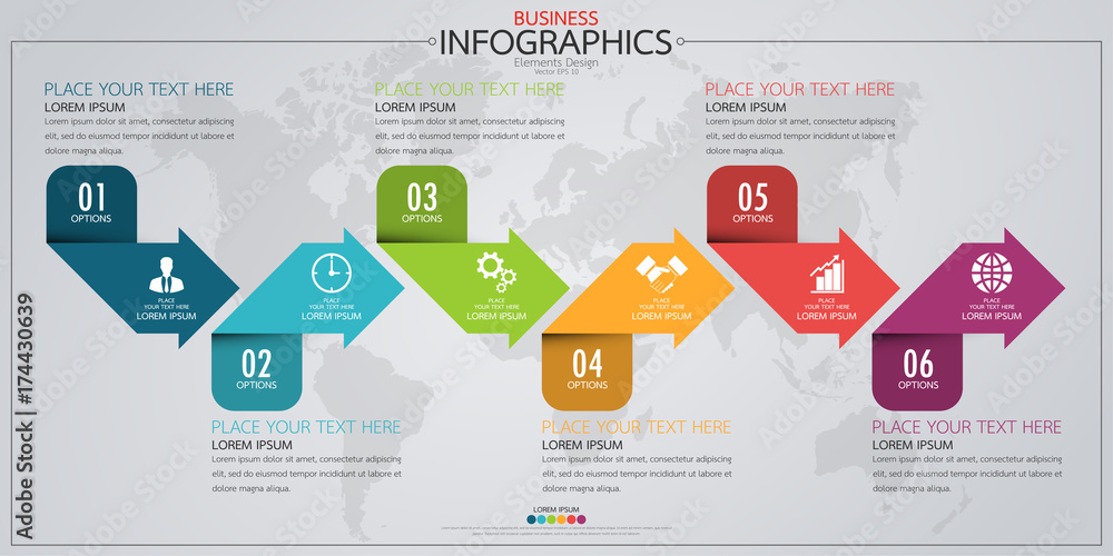 Poster infographic business horizontal timeline process chart template. vector modern banner used for prese