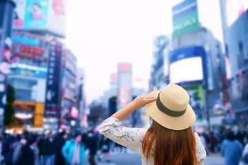 Foto op Canvas Tourist is sightseeing at Shibuya junction while traveling in Tokyo, Japan. © BUSARA