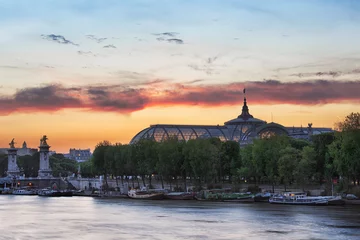 Sheer curtains Pont Alexandre III Le grand palais de Paris au coucher de soleil