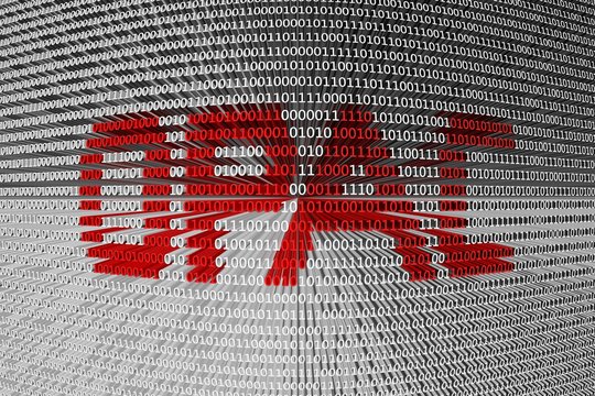 OPAC in the form of binary code, 3D illustration