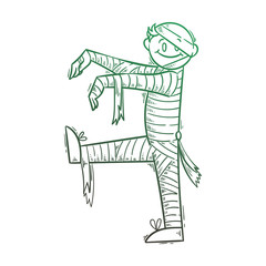 Illustration with scary mummy. Halloween costume