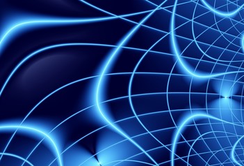 Blue navy modern abstract fractal art. Trendy background illustration with power waves forming a grid. Creative graphic template. Professional business style. For designs, layouts, banners, projects