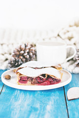 Strudel with a cherry. Cherry pie.