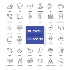 Line icons set. Restaurant 