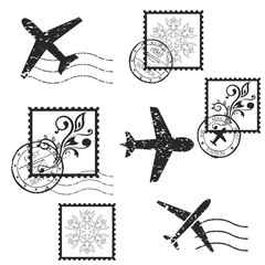 Postal elements. Black flat stamps and postmarks