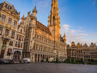 Morning view of the Grand Place in Brussels, Belgium.