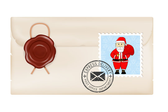 Envelope with stamps and sealing wax