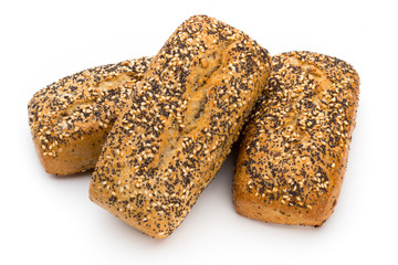 Freshly baked bread isolated on white background.