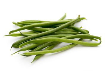 Green beans isolated on a white background.