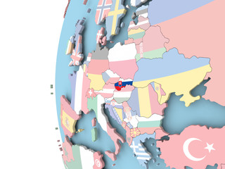 Flag of Slovakia on political globe