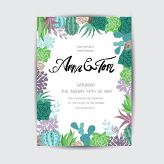 Wedding graphic set with succulents,wreath and glass terrariums