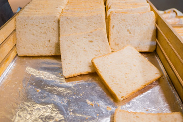 Bread sheet placed  in wooden tray .