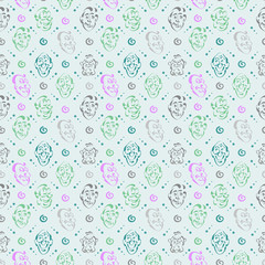 face emotion hand drawn pattern background