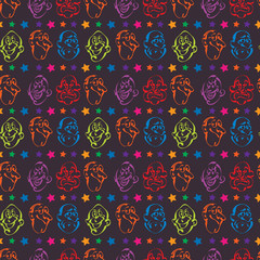 Naklejka premium face emotion hand drawn pattern background