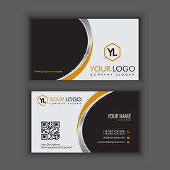 Modern Creative and Clean Business Card Template with yellow chrome color