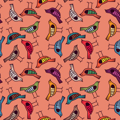Fototapeta premium bird hand drawn pattern background