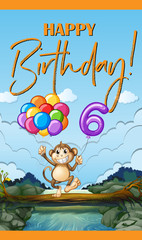 Obraz premium Birthday card for six years old