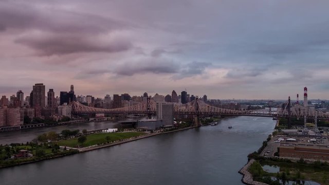 New York City Queensboro Bridge Day to Night Sunset Timelapse