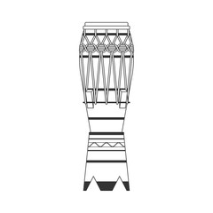 Isolated black outline decorative ornate atabaque on white background. Line brazilian musical instrument for bateria of capoeira.