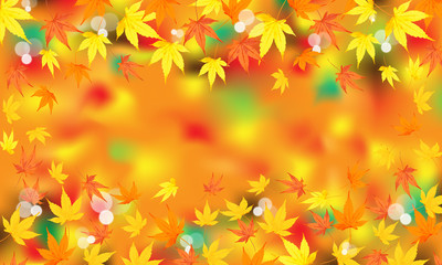 秋のもみじ彩り豊かな色彩のイラスト