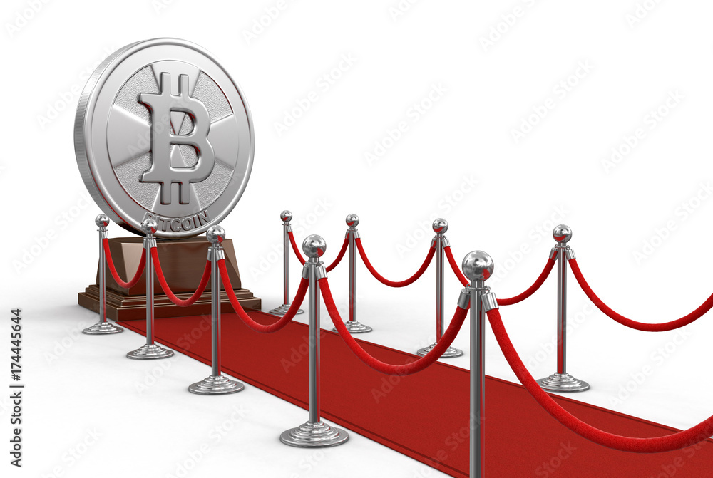 Poster red carpet and bitcoin. image with clipping path
