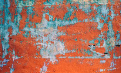 Closeup of painted old wall background
