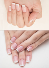 Very beautiful silver metallic nails closeup gel, acrylic