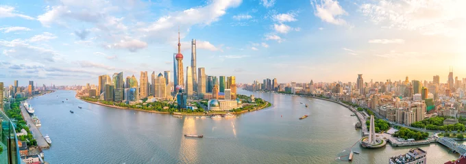 Fotobehang Shanghai Uitzicht op de skyline van het centrum van Shanghai