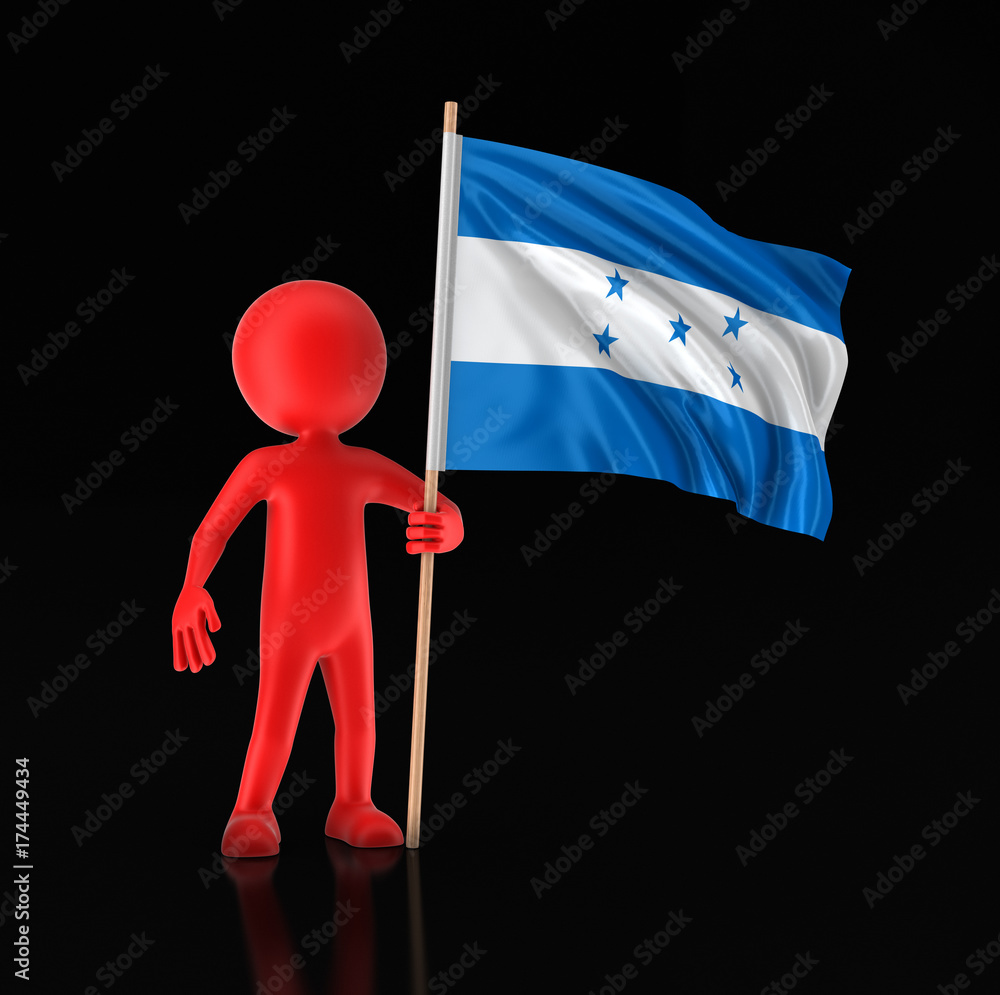 Poster man and honduras flag. image with clipping path