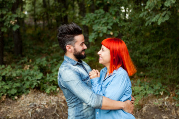 Fototapeta premium Young couple of lovers embracing